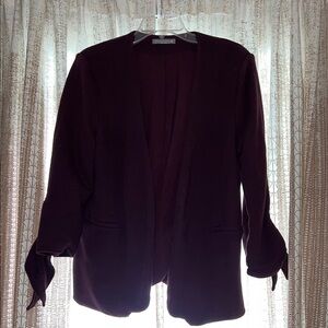 Olivia Moon Red Blazer with Tie Cuff Details